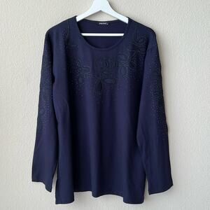 NWOT Papilla Women’s Long Sleeve Blouse with Embroidered Details in XL